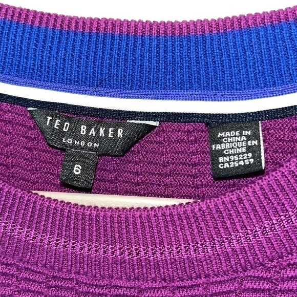 Ted Baker London beautiful vibrant purple cotton blend waffled sweater XL (6) - Picture 4 of 10